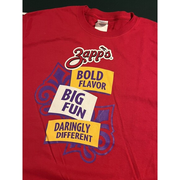 Zapp’s Potato Chips UTZ Short Sleeve Promo Employee T-Shirt Tee LARGE Red - Picture 1 of 5
